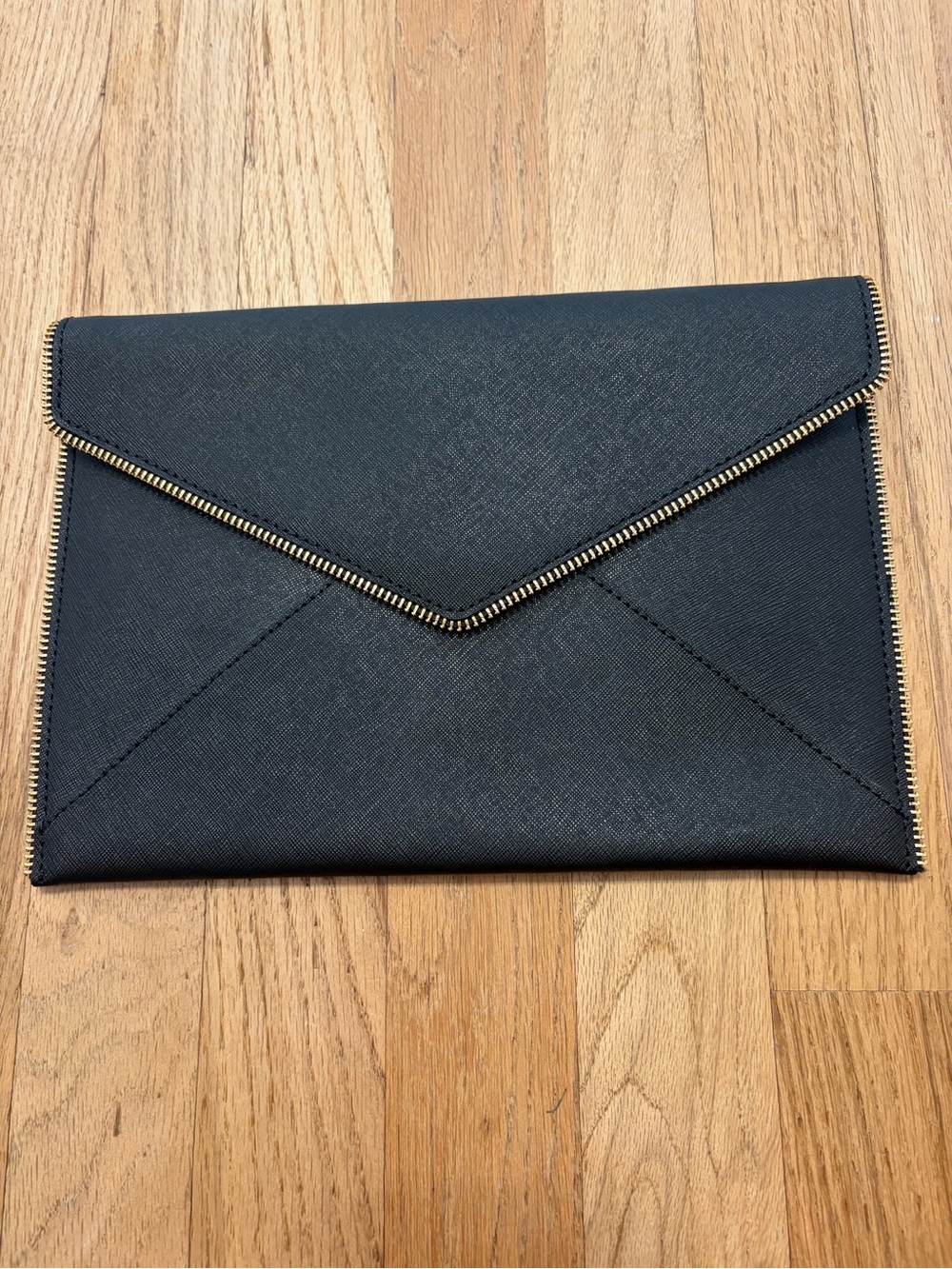 Rebecca Minkoff Black Envelope Clutch with Gold Trim